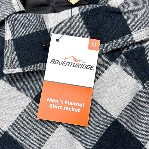 AdventuRidge Flannel XL Shirt Shacket Mens Quilt Lined Plaid Black Gray New - Picture 13 of 14